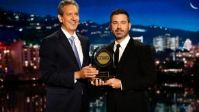 J.D. Power president and CEO Dave Habiger and TV host Jimmy Kimmel on the set of 'Jimmy Kimmel Live!' in 2018