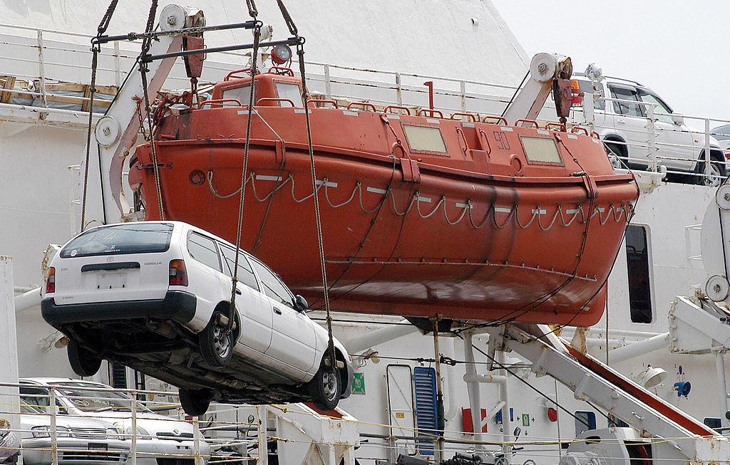 vintage Japanese station wagon at port