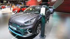 A Kia Niro on display at an auto show