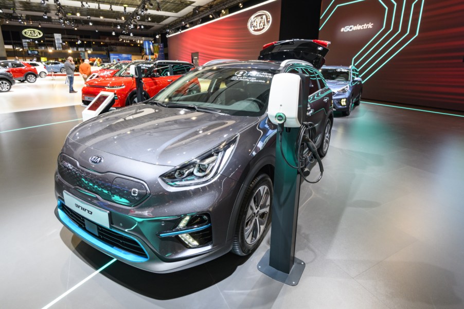 A Kia Niro on display at an auto show