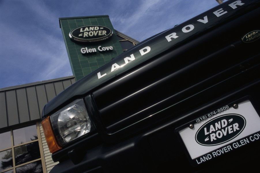 A Land Rover SUV on display outside of a dealership