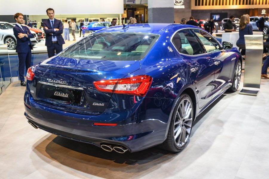 Maserati Ghibli luxury performance sedan on display at Brussels Expo