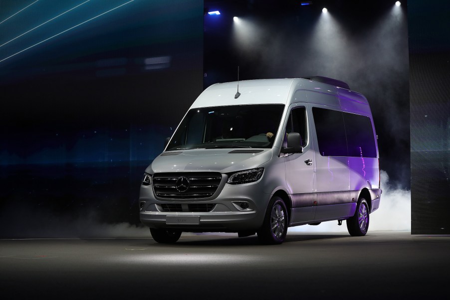 The American Coach Patriot camper van is built using a Mercedes-Benz Sprinter like this one