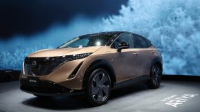 A Nissan Ariya electric car is on display during 2020 Beijing International Automotive Exhibition