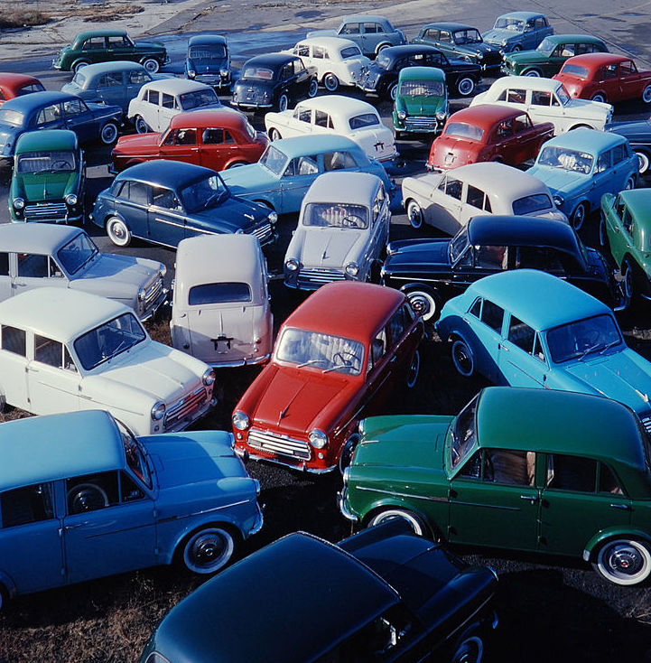 group of old Japanese cars 