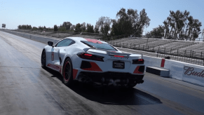 An image of a twin-turbo Chevrolet Corvette out on a racetrack.