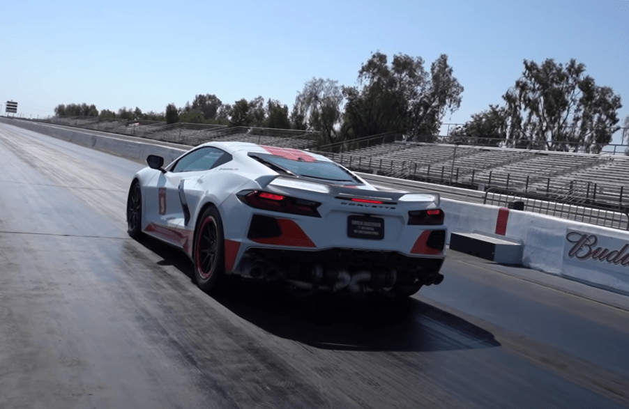 An image of a twin-turbo Chevrolet Corvette out on a racetrack.