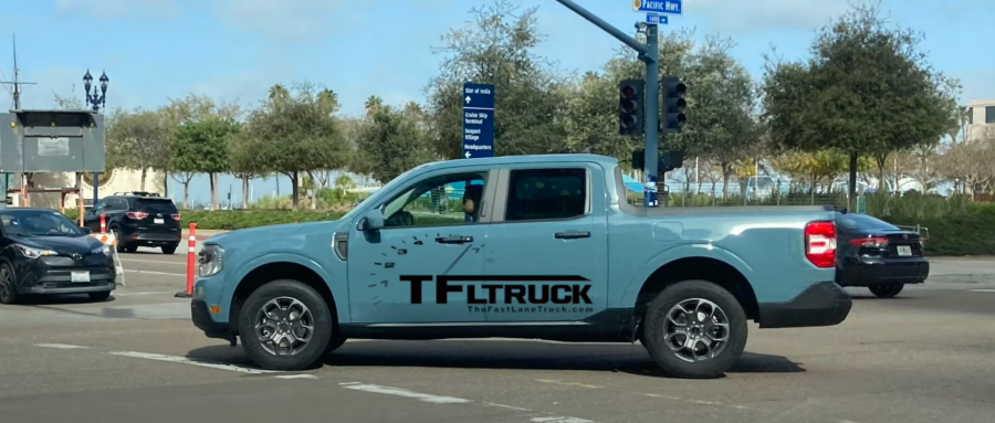 An image of the upcoming 2022 Ford Maverick spotted out on the road.