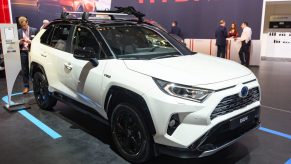 Toyota RAV4 Hybrid compact SUV on display at Brussels Expo