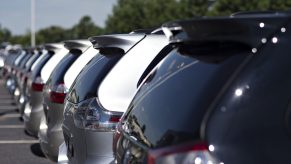 A row of 2021 Toyota Sienna minivans at a dealership with new feature making them the perfect van for families