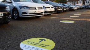 Volkswagen cars on display at a dealership