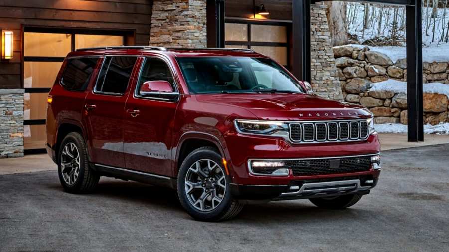 The 2022 Jeep Wagoneer parking in front of home