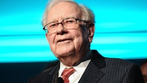 Philanthropist and businessman Warren Buffett on-stage during the Forbes Media Centennial Celebration on September 19, 2017, at Pier 60 in New York City