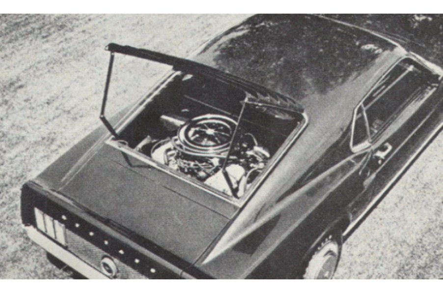 An archival image of a mid-engine Ford Mustang Boss 429.