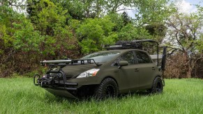 An image of a modified Toyota Prius parked outdoors.