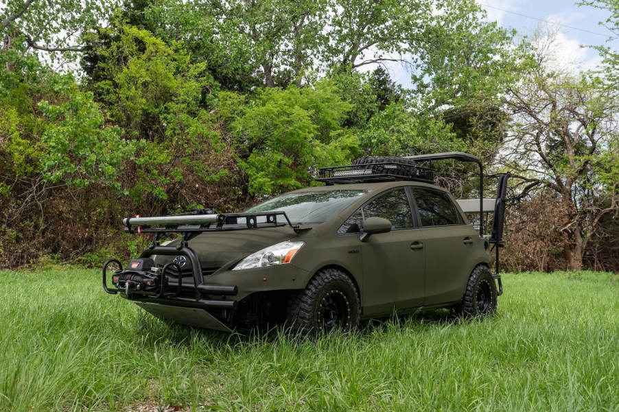 An image of a modified Toyota Prius parked outdoors.