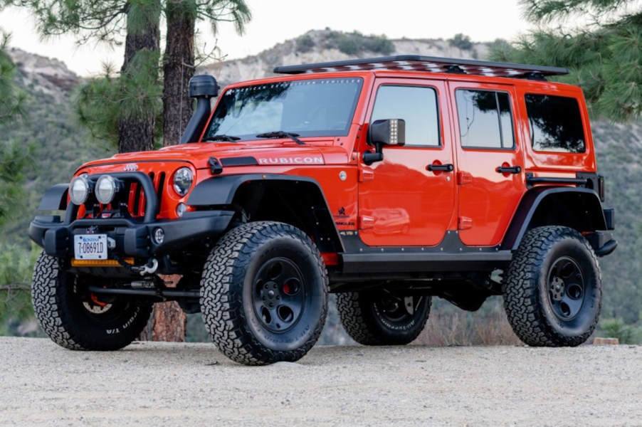 2015 AEV Jeep Wrangler with Hemi V8 conversion in the woods