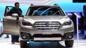 silver 2016 Subaru Outback SUV on display