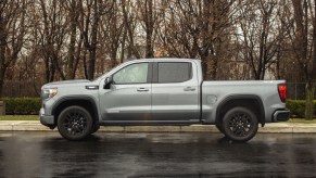 2020 GMC Sierra 1500 Elevation trim profile in a wet parking lot