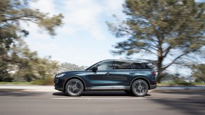 A dark-blue 2020 Lincoln Corsair luxury compact crossover SUV