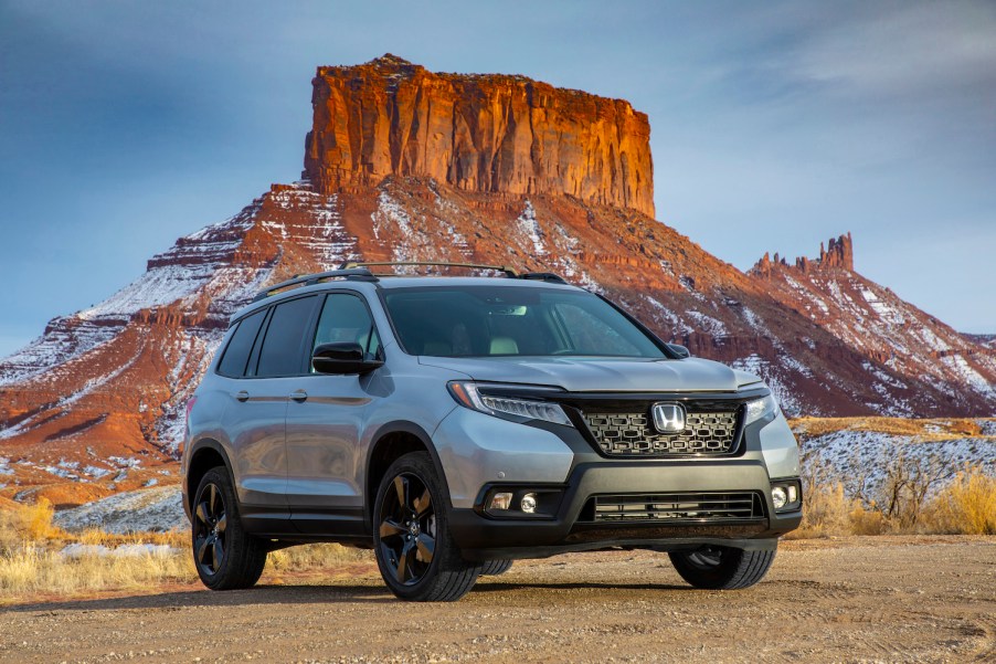 The 2021 Honda Passport parked in the wilderness