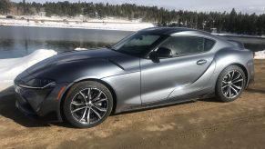 2021 Toyota Supra 2.0 near a lake