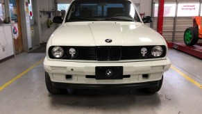 E30 BMW and Toyota Tacoma mashup that was made by some students in Birmingham, Alabama