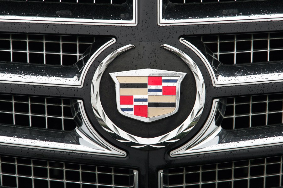 A silver and black Cadillac Escalade grille