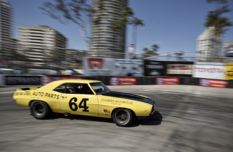 A yellow 1969 Chevy Camaro