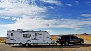 towing a tralier RV camper with an SUV