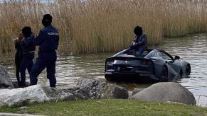 Ferrari 812 sitting in Lake Garda