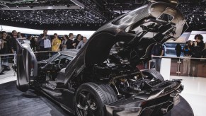 A Koenigsegg Regera KNC hypercar on display at the 2019 Geneva International Motor Show in Geneva, Switzerland