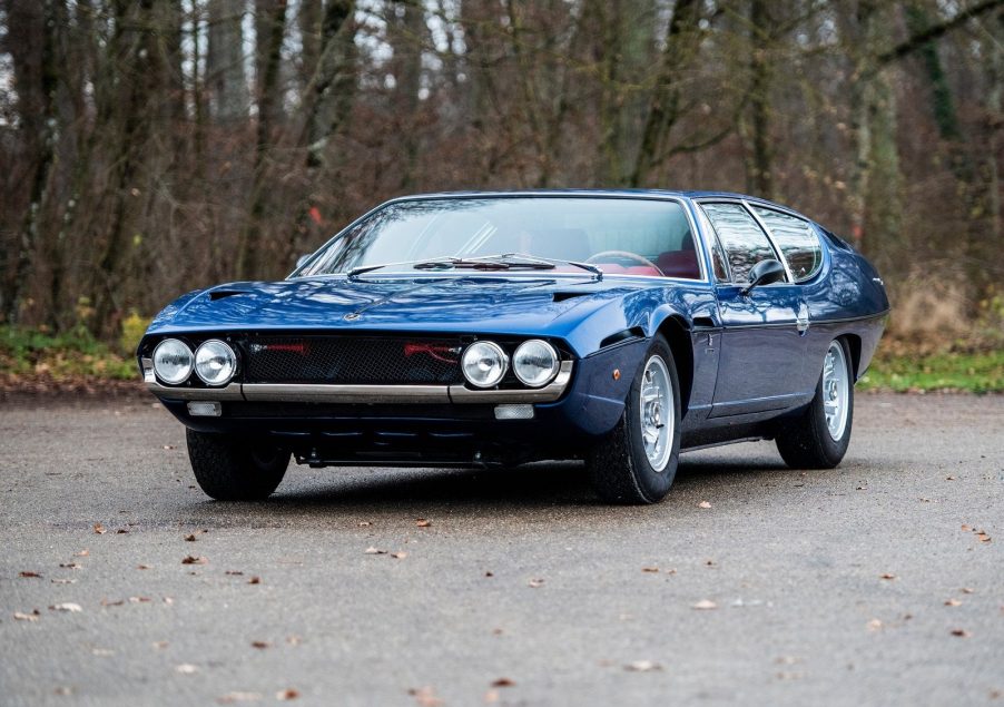 An image of a Lamborghini Espada parked outside.