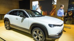 Mazda MX-30 electric compact crossover SUV on display at Brussels Expo