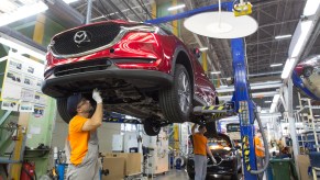 A Mazda CX-5 under maintenance