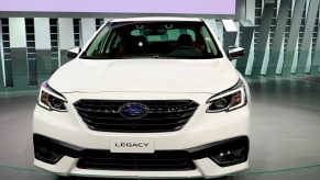 White 2020 Subaru Legacy is on display at the 111th Annual Chicago Auto Show