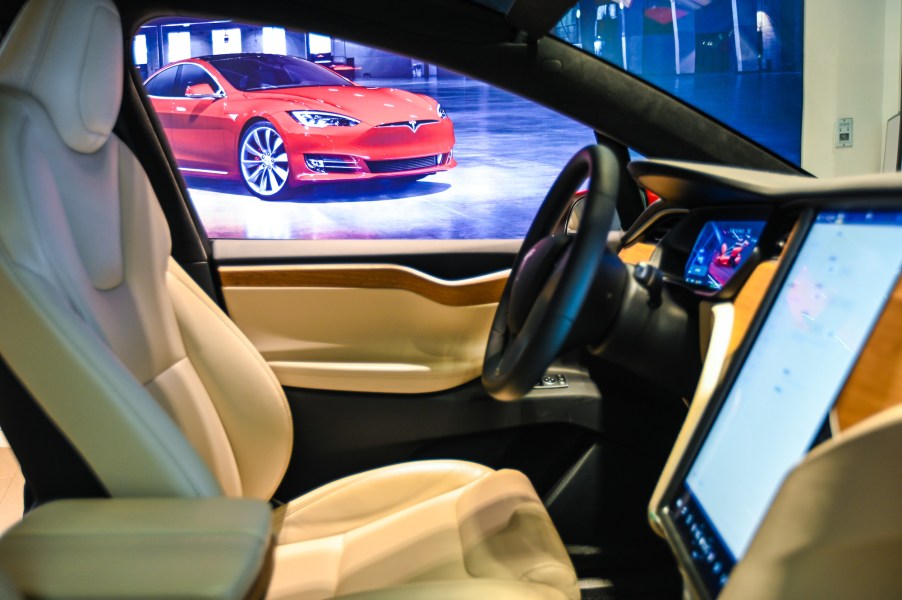 A Tesla Model X electric vehicle is seen at a Tesla flagship store on January 4, 2021, in Shanghai, China