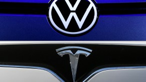 Tesla and Volkswagen logos