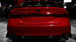 The Toyota Motor Corp. red Avalon TRD vehicle is displayed during AutoMobility LA ahead of the Los Angeles Auto Show