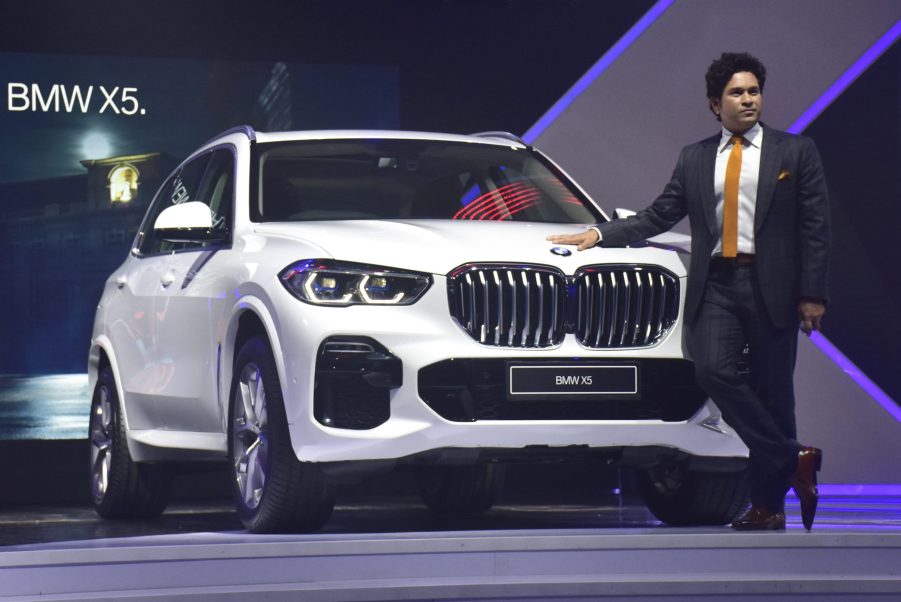 Mumbai, India. 16 May 2019. Former Cricketer Sachin Tendulkar poses during the launch of all new BMW X5 car for Indian market at Jio Garden