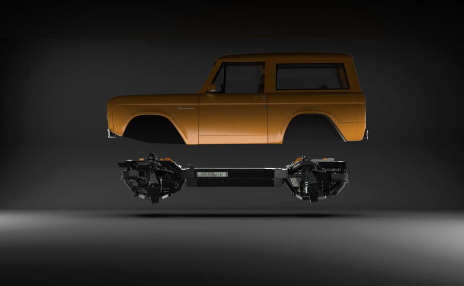 Zero Labs electric platform with Bronco body hovering above