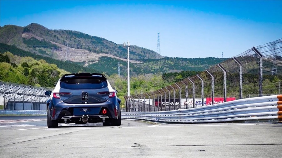 Prototype hydrogen Toyota Corolla on the race track