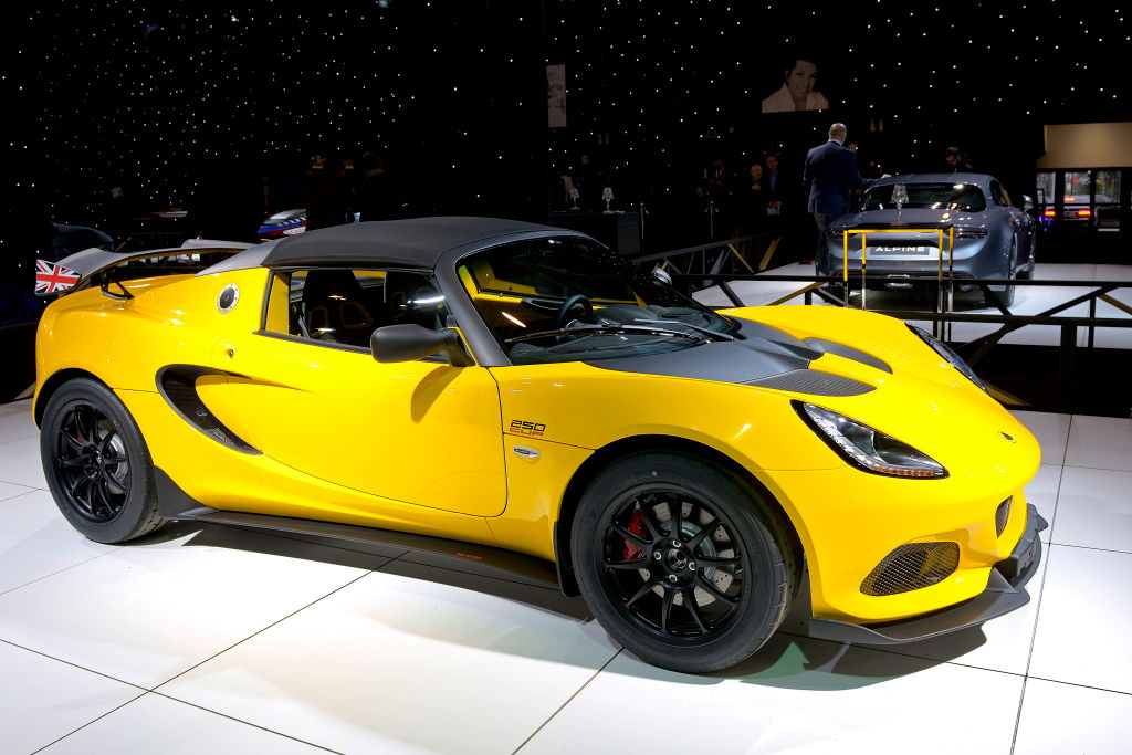 A bright yellow lotus elise 250 cup