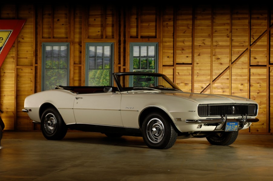 A white A 1969 Chevy Camaro 327 rally sport convertible