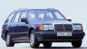 A dark-blue 1988 W124 Mercedes-Benz E-Class Wagon