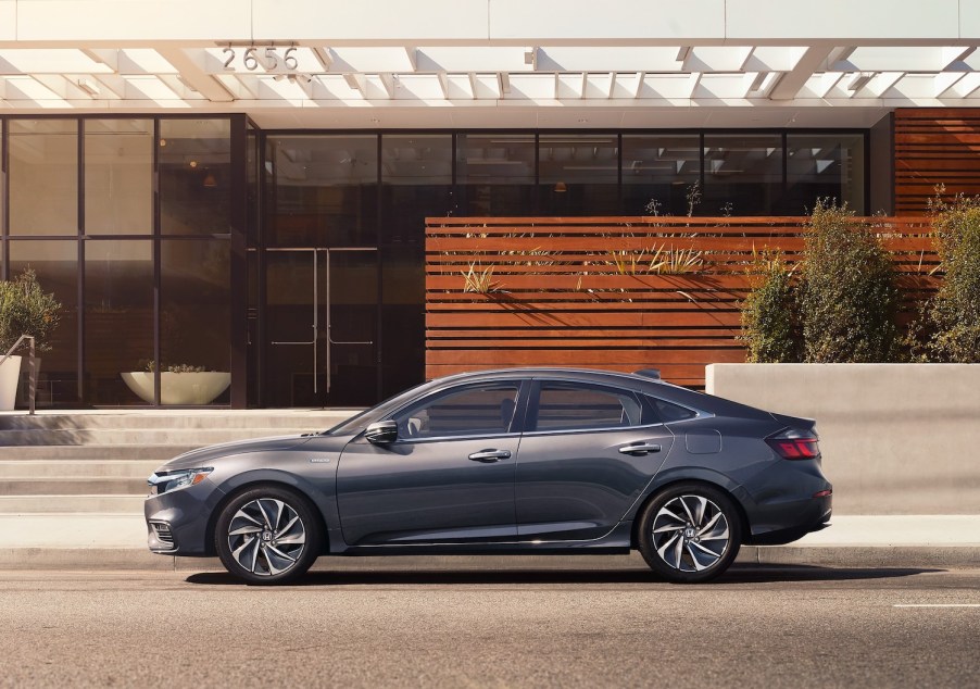 A grey 2021 Honda Insight parked, the Insight is among the best affordable new hybrids under $30,000