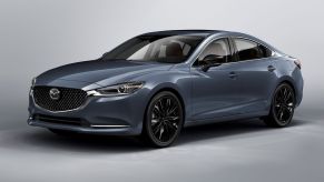 A gray-blue 2021 Mazda 6 Carbon Edition