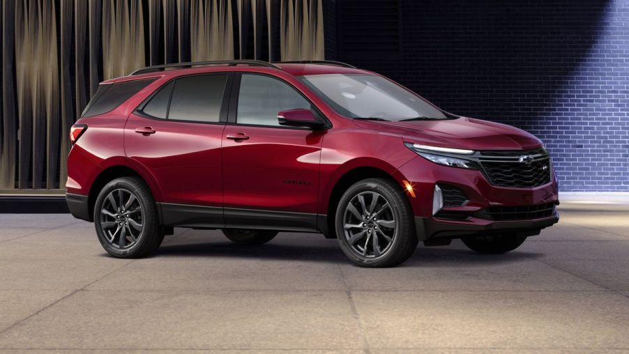 A red 2022 Chevy Equinox on display