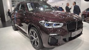 A BMW X5 is seen during the Vienna Car Show press preview at Messe Wien, as part of Vienna Holiday Fair