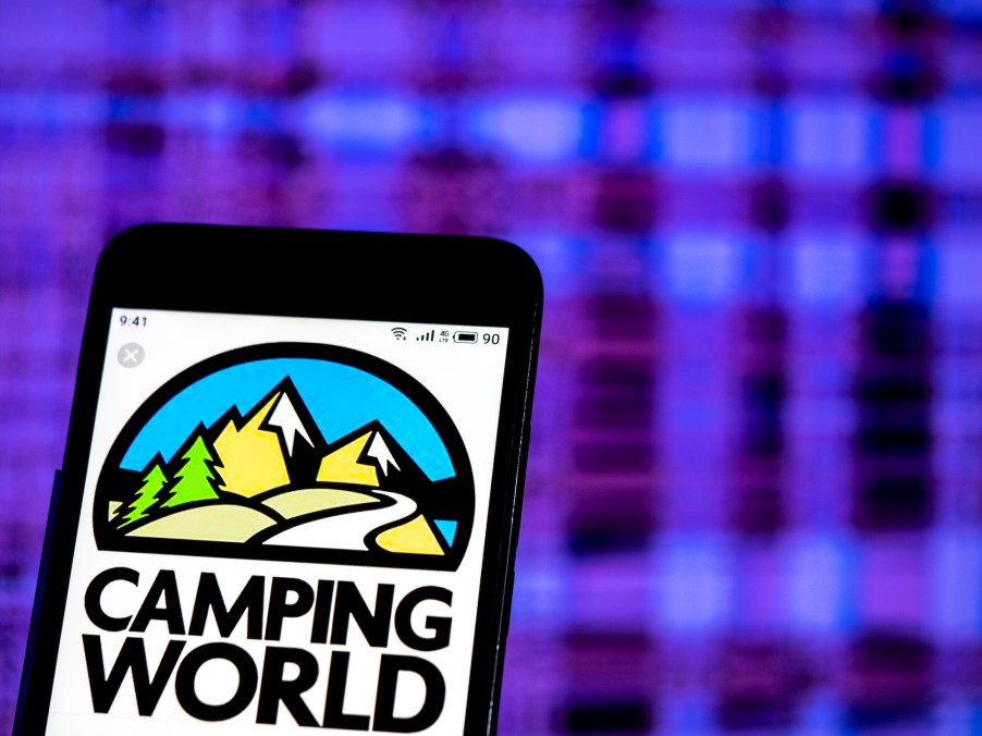 The Camping World logo displayed on a smartphone